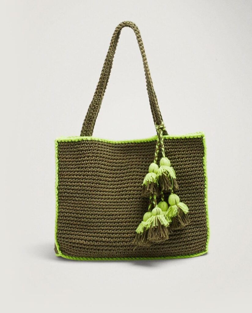 Bolso de hombro Parfois estilo shopper de punto en verde