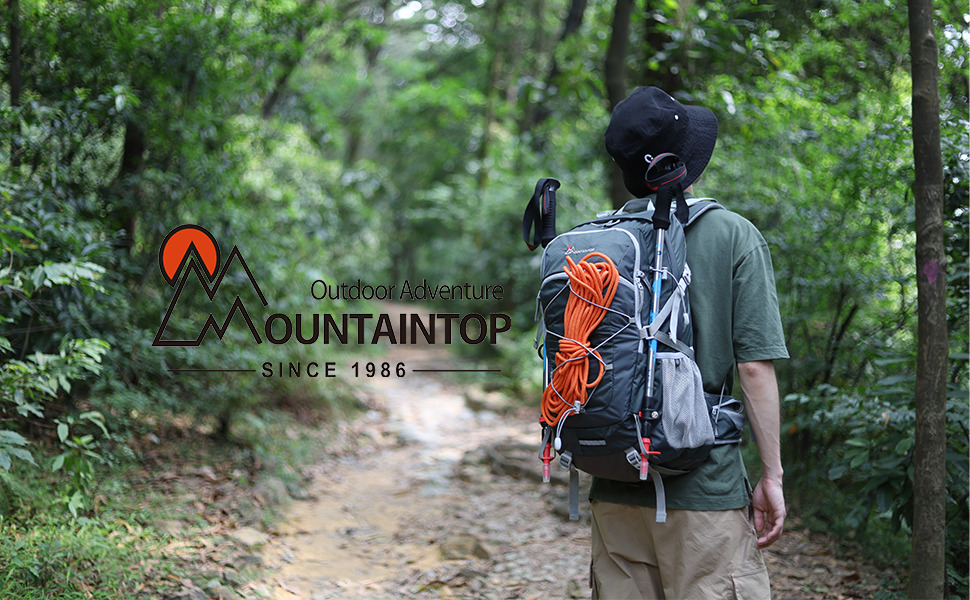 MOUNTAINTOP Mochila Senderismo 40 litros Trekking Impermeable, Mochilas de Montaña Hombre Mujer para Viajes Acampadas al Aire Libre (Azul Ligero) MOUNTAINTOP Mochila Senderismo 40 litros