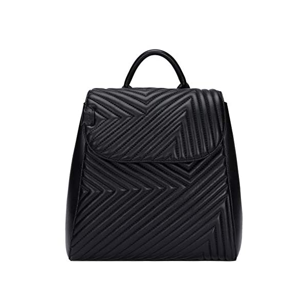 Mochila Parfois Negra Acolchada para Mujer con Cierre De Solapa Mochila Parfois Negra Acolchada