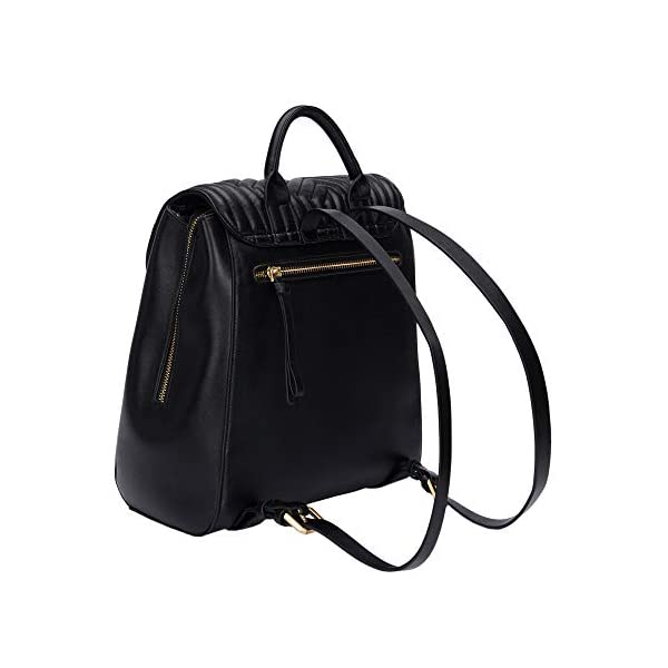 Mochila Parfois Negra Acolchada para Mujer con Cierre De Solapa Mochila Parfois Negra con Cierre Solapa Mujer Vista Trasera