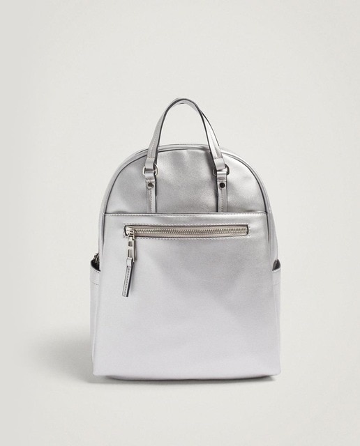 Mochila de mujer con cremallera en plateado Parfois