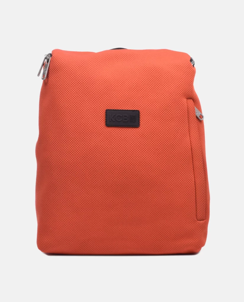 Mochila grande de neopreno en naranja con apertura antirrobo KCB