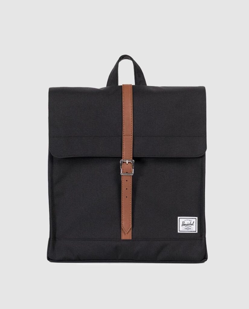 Las Mejores Mochilas Mujer Negras Originales | Ofertas, Novedades, Outlet Mochila unisex Herschel City Mid-Volume negra con tira imantada marrón