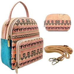 MEN KAI- Bolsos Mochila para Mujeres, Mini Bolso Mochila, Mochila de Corcho & Cremallera Estuche de Gafas+Mini Bolso + Bolso Crossbody, Conjunto De 2 Piezas para De Casual