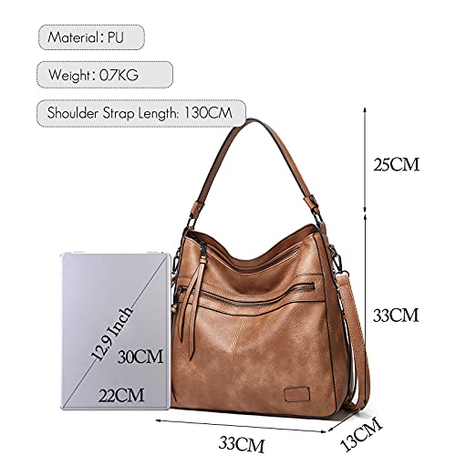 FANDARE Bolso Bandolera para Mujer Portátil Grande Mochila Impermeable de 12,9 Pulgadas de Cuero PU Caqui FANDARE Bolso Bandolera para Mujer Portátil Grande Mochila Impermeable de 12,9 Pulgadas de Cuero PU Caqui - Imagen 3
