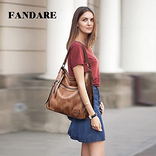 FANDARE Bolso Bandolera para Mujer Portátil Grande Mochila Impermeable de 12,9 Pulgadas de Cuero PU Caqui FANDARE Bolso Bandolera para Mujer Portátil Grande Mochila Impermeable de 12,9 Pulgadas de Cuero PU Caqui - Imagen 2