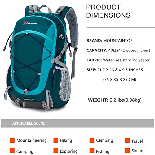 MOUNTAINTOP Mochila Senderismo 40 litros Trekking Impermeable, Mochilas de Montaña Hombre Mujer para Viajes Acampadas al Aire Libre (Azul Ligero) MOUNTAINTOP Mochila Senderismo 40 litros Trekking Impermeable, Mochilas de Montaña Hombre Mujer para Viajes Acampadas al Aire Libre (Azul Ligero) - Imagen 3