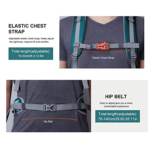 MOUNTAINTOP Mochila Senderismo 40 litros Trekking Impermeable, Mochilas de Montaña Hombre Mujer para Viajes Acampadas al Aire Libre (Azul Ligero) MOUNTAINTOP Mochila Senderismo 40 litros Trekking Impermeable, Mochilas de Montaña Hombre Mujer para Viajes Acampadas al Aire Libre (Azul Ligero) - Imagen 9