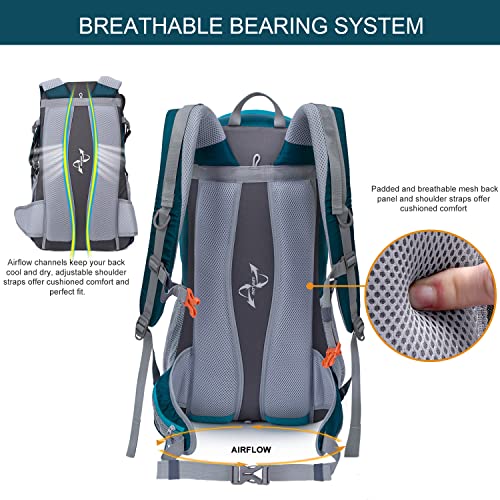 MOUNTAINTOP Mochila Senderismo 40 litros Trekking Impermeable, Mochilas de Montaña Hombre Mujer para Viajes Acampadas al Aire Libre (Azul Ligero) MOUNTAINTOP Mochila Senderismo 40 litros Trekking Impermeable, Mochilas de Montaña Hombre Mujer para Viajes Acampadas al Aire Libre (Azul Ligero) - Imagen 6