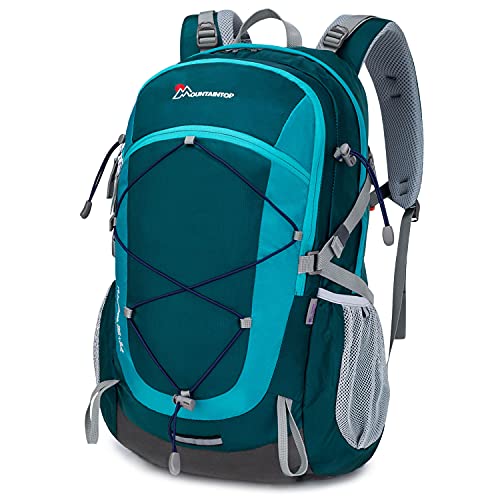 MOUNTAINTOP Mochila Senderismo 40 litros Trekking Impermeable, Mochilas de Montaña Hombre Mujer para Viajes Acampadas al Aire Libre (Azul Ligero) Mochila Trekking