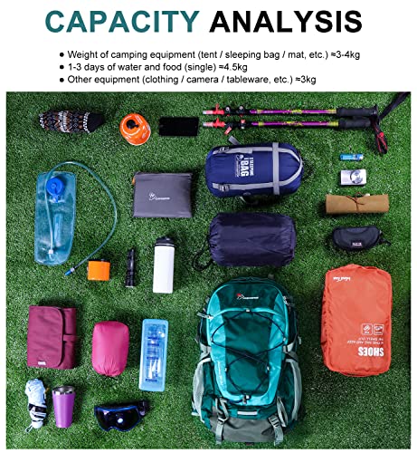 MOUNTAINTOP Mochila Senderismo 40 litros Trekking Impermeable, Mochilas de Montaña Hombre Mujer para Viajes Acampadas al Aire Libre (Azul Ligero) MOUNTAINTOP Mochila Senderismo 40 litros Trekking Impermeable, Mochilas de Montaña Hombre Mujer para Viajes Acampadas al Aire Libre (Azul Ligero) - Imagen 8