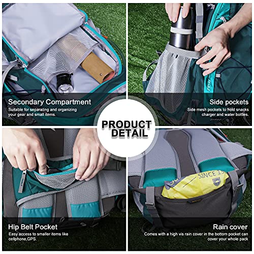 MOUNTAINTOP Mochila Senderismo 40 litros Trekking Impermeable, Mochilas de Montaña Hombre Mujer para Viajes Acampadas al Aire Libre (Azul Ligero) MOUNTAINTOP Mochila Senderismo 40 litros Trekking Impermeable, Mochilas de Montaña Hombre Mujer para Viajes Acampadas al Aire Libre (Azul Ligero) - Imagen 5