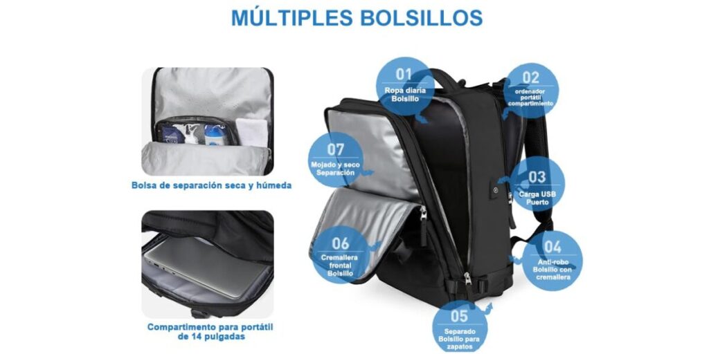 Bolsillos SZLX mochila de Cabina Amazon