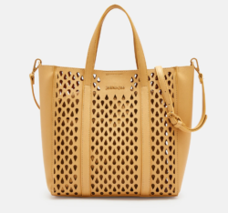 Bolso shopper piel El Corte Inglés amarillo troquelado con organizador extraíble frente