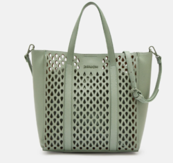 Bolso shopper troquelado en verde El Corte Inglés frente
