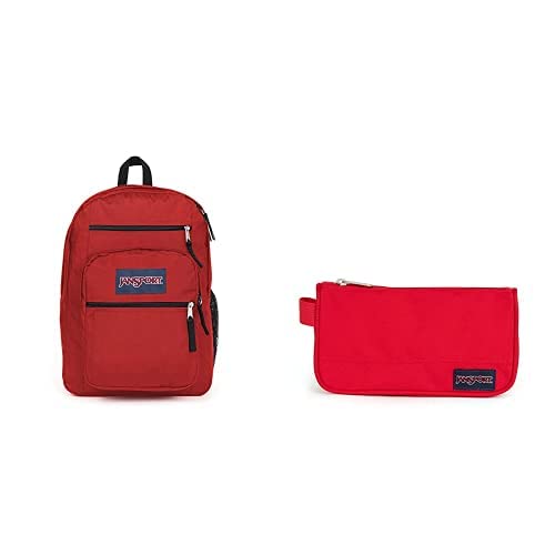 JANSPORT Big Student Mochila, Taglia Unica, Rojo (Red Tape) + JANSPORT Bolsa mediana para accesorios,...
