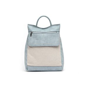 Marcas - MISAKO Mochila antirrobo Alichi efecto rafia - Bolso mochila antirrobo para mujer - Mochila casual pequeña y espaciosa Alichi Azul 38 X 29 X 12 cm