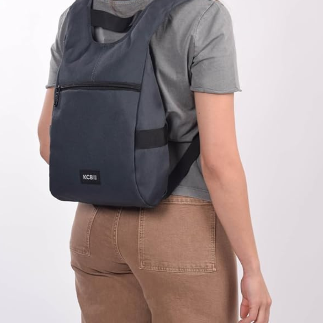 Mochila KCB Antirrobo de Mujer Underseat Vista Frontal Color Caldera en la espalda