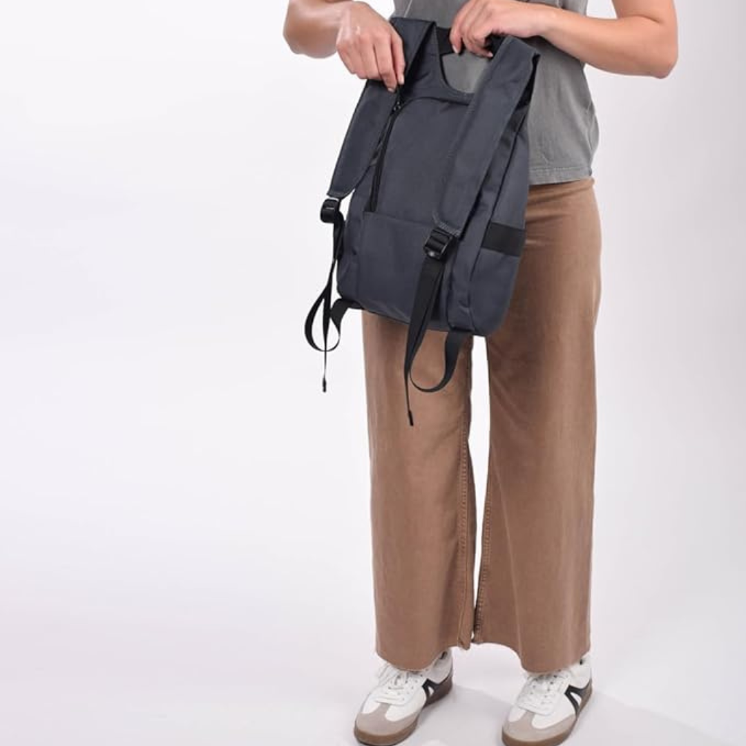 Mochila KCB Antirrobo de Mujer Underseat Vista Frontal Color Caldera trasera detalle