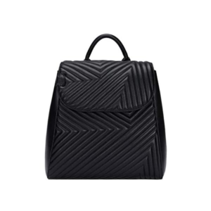 Mochila Parfois Negra Acolchada para Mujer con Cierre De Solapa