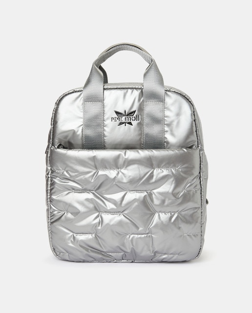 Mochila Pepe Moll ultra light en plata con doble bolsillo exterior