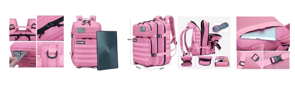 Mochila Táctica Militar Elitex 25L Rosa - Mejores Mochilas Tácticas Militares ELITEX