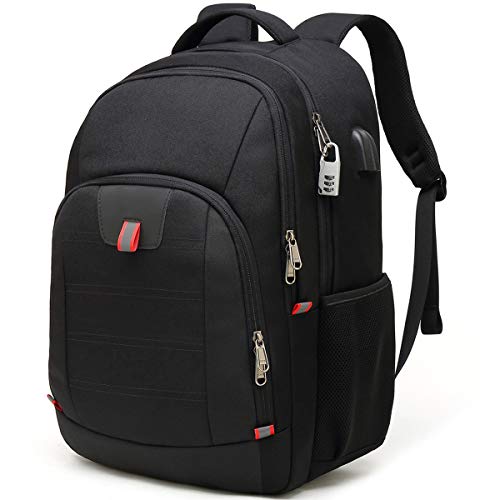 Mochila antirrobo impermeable Mochila para computadora portátil para hombres Puerto USB de 17,3 pulgadas Computadora de trabajo impermeable Viajes de negocios Mochilas multifuncionales Negro