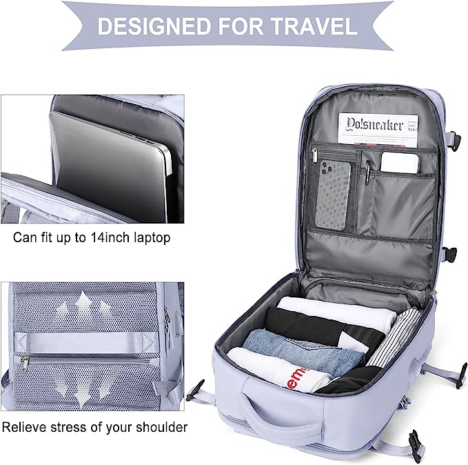 SZLX mochila viaje cabina avion 45x36X20 mujer ryanair - compartimentos