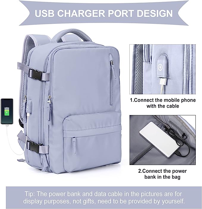 SZLX mochila viaje cabina avion 45x36X20 mujer ryanair detalle puerto usb